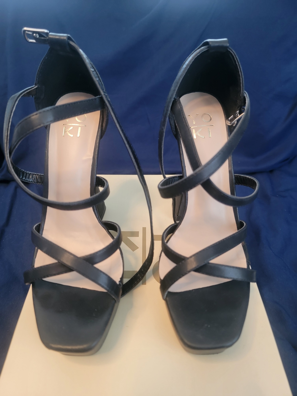 Yoki Black Strappy Platform High Heels